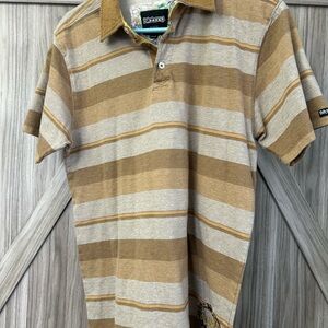 Billabong Men's Tan Striped Polo Shirt